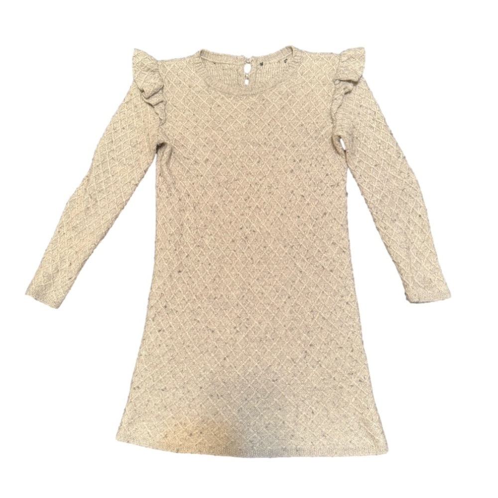 Elegant Cream Kids Dress with Ruffle Sleeves